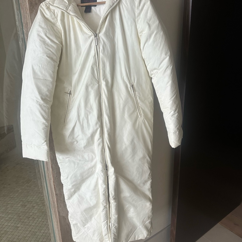 Women's Stunning Ralph Lauren Long White Puffer Coat with Hood - Picture 1 of 8
